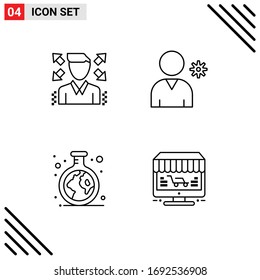 4 Colores planos de línea plana universal para el empresario de aplicaciones web y móviles; tubo; controles; química; elementos de diseño de vectores editables en línea
