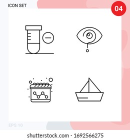 4 Universal Filledline Flat Colors Set for Web and Mobile Applications minus; calendar; curious; knowledge; boat Editable Vector Design Elements