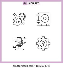 4 Universal Filledline Flat Colors Set for Web and Mobile Applications break; music; time; wallet; keyhole Editable Vector Design Elements