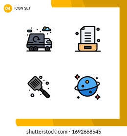 4 Universal Filledline Flat Colors Set for Web and Mobile Applications city; baking; truck; note; flipper Editable Vector Design Elements