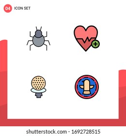 4 Universal Filledline Flat Colors Set for Web and Mobile Applications bug; sport; indian; beat; hotel Editable Vector Design Elements