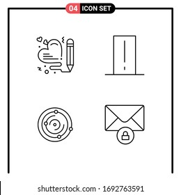 4 Universal Filledline Flat Colors Set for Web and Mobile Applications heart; spase; wedding; electronics; medical Editable Vector Design Elements