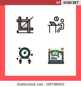 4 Universal Filledline Flat Colors Set for Web and Mobile Applications coding; staff; development; job; fitness Editable Vector Design Elements