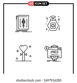 4 Universal Filledline Flat Colors Set for Web and Mobile Applications code; event; language; night; holiday Editable Vector Design Elements