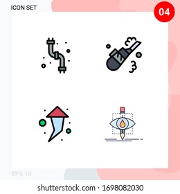 4 Universal Filledline Flat Colors Set for Web and Mobile Applications mechanical; right; plumbing; vacuum; ecology Editable Vector Design Elements