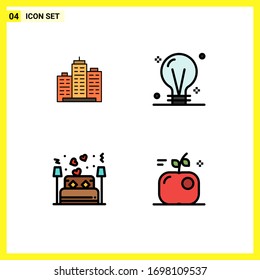 4 Universal Filledline Flat Colors Set for Web and Mobile Applications building; creativity; estate; real; idea Editable Vector Design Elements