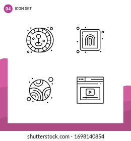 4 Universal Filledline Flat Colors Set for Web and Mobile Applications coin; space; crime; security; page Editable Vector Design Elements