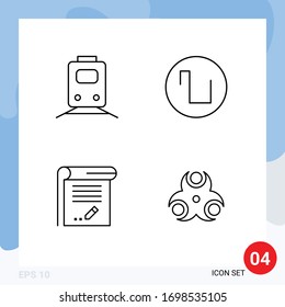 4 Universal Filledline Flat Colors Set for Web and Mobile Applications rail; education; transportation; square; note Editable Vector Design Elements