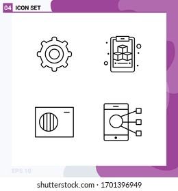 4 Universal Filledline Flat Colors Set for Web and Mobile Applications gear; connect; clipboard; air; mobile Editable Vector Design Elements