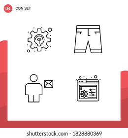 4 Colores planos de línea de relleno universales para empresas de aplicaciones web y móviles; avatar; desarrollo; ropa; sobre Elementos de diseño de vectores editables