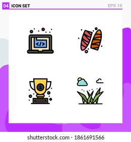 4 Universal Filledline Flat Colors Set for Web and Mobile Applications application; award; marketing; sports; winner Editable Vector Design Elements