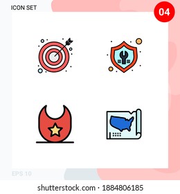 4 Universal Filledline Flat Colors Set for Web and Mobile Applications arrow; baby; success; tools; clothes Editable Vector Design Elements