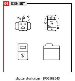 4 Universal Filledline Flat Colors Set for Web and Mobile Applications all; fridge; hallows; black friday; refrigerator Editable Vector Design Elements