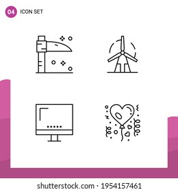 4 Universal Filledline Flat Colors Set for Web and Mobile Applications halloween; devices; clean; power; imac Editable Vector Design Elements