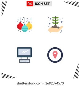 4 Universal Flat Icon Signs Symbols of ball; device; business; growth; pc Editable Vector Design Elements