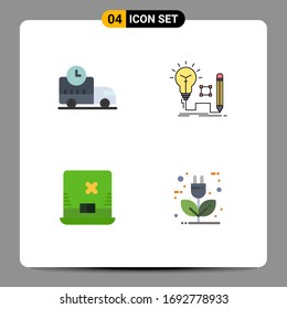 4 Señales de icono plana universal Símbolos de entrega; portátil; camión; clave; elementos de diseño de vectores editables de Irlanda