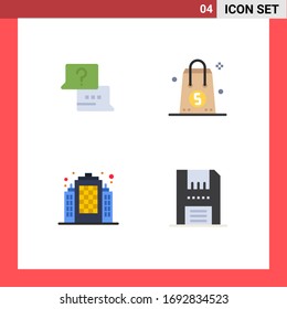 4 Universal Flat Icon Signs Symbols of job; building; chat; money; real Editable Vector Design Elements