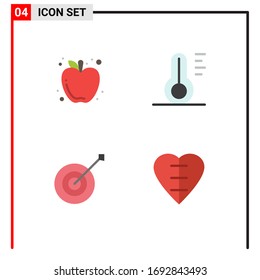 4 Universal Flat Icon Signs Symbols of apple; collection; food; thermometer; trophy Editable Vector Design Elements