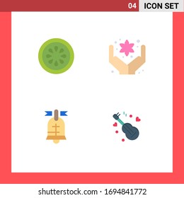 4 Universal Flat Icon Signs Symbols of cucumber; american; vegetable; flower; guitar Editable Vector Design Elements