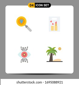 4 símbolos de icono plano universal Símbolos del mapa; seguimiento; navegación; cosméticos; elementos de diseño de vectores editables de visión