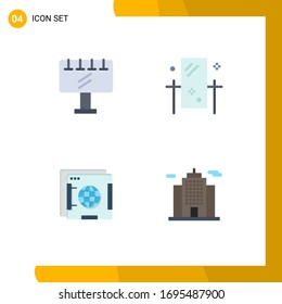 4 Universal Flat Icon Zeichen Symbole der Zeichenfläche; Brauer; Werbung; Grooming; Design-Elemente für Web Editierbare Vektorillustrationen