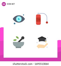 4 Universal Flat Icon Signs Symbols of eye; soup; diving; hospital; insurance Editable Vector Design Elements