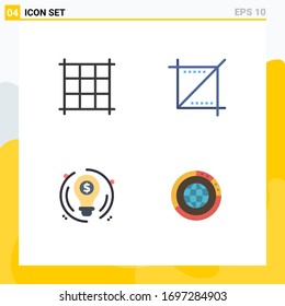 4 Universal Flat Icon Signs Symbols of pixels; management; phone; business; global Editable Vector Design Elements