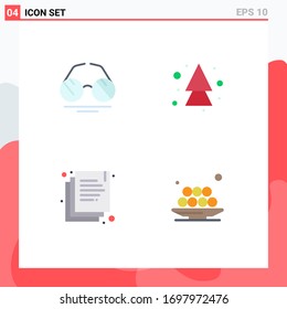 4 Universal Flat Icon Signs Symbols of glasses; documents; spring; up; food Editable Vector Design Elements