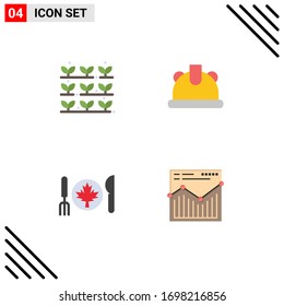 4 Universal Flat Icon Signs Symbols of agriculture; canada; plant; helmet; analysis Editable Vector Design Elements