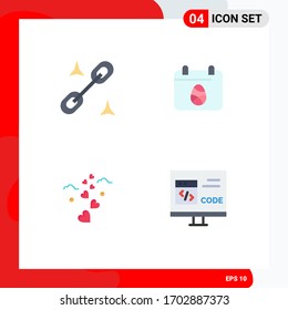 4 Universal Flat Icon Signs Symbols of clip; loving; calender; day; app Editable Vector Design Elements