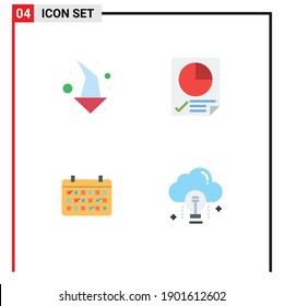 4 Universal Flat Icon Signs Symbols of arrow; date; down; page; year Editable Vector Design Elements