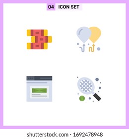 4 Universal Flat Icons Set for Web and Mobile Applications education; website; balloon; internet; racket Editable Vector Design Elements