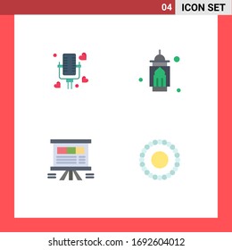 4 Universal Flat Icons Set für das Sprechen von Web- und Mobile-Anwendungen; Analytik; Hochzeit; Islam; Design-Elemente für bearbeitbare Vektorillustrationen