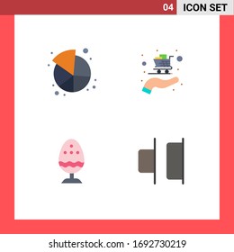 Gráfico 4 Iconos planos universales para aplicaciones web y móviles; Pascua; participación; compras; elementos de diseño de vectores editables para alimentos