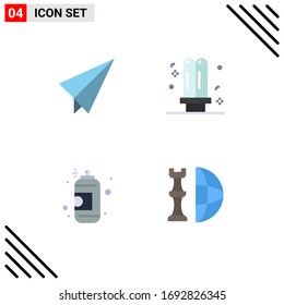 4 Universal Flat Icons Set for Web and Mobile Applications paper; art; bulb; fluorescent; paint Editable Vector Design Elements