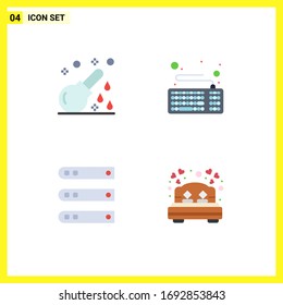 4 Universal Flat Icons Set for Web and Mobile Applications enema; database; hospital; device; hosting Editable Vector Design Elements