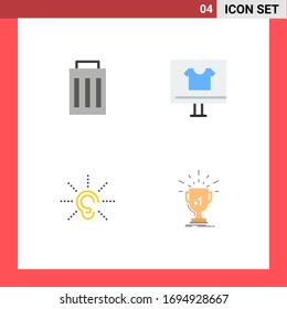 4 Conjuntos de iconos planos universales para aplicaciones web y móviles, eliminar; sensibilización; usuario; comprar; escuchar elementos de diseño de vectores editables