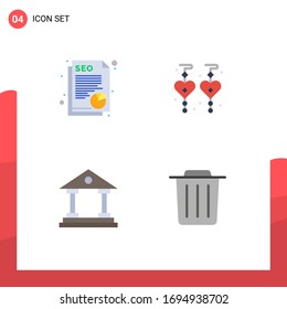 4 documento Universal Flat Icons Set for Web and Mobile Applications; tribunal; datos; amor; eliminar elementos de diseño de vectores editables
