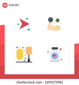 4 Universal Flat Icons Set for Web and Mobile Applications arrows; bathroom; right; medical; shower Editable Vector Design Elements
