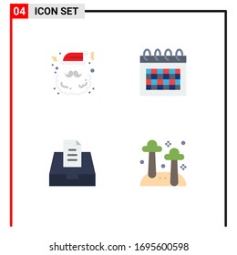 4 Iconos planos universales para las navidades de aplicaciones web y móviles; bandeja de entrada; santa; fecha; elementos de diseño de vectores editables del buzón
