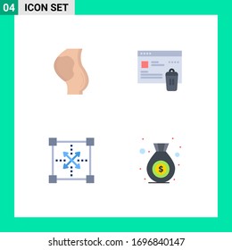 4 Iconos planos universales para el embarazo de aplicaciones web y móviles; codificación; obstetricia; carpeta; elementos de diseño de vectores editables de desarrollo