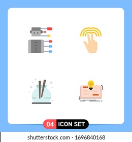 4 Conjuntos de iconos planos universales para la acupuntura de aplicaciones web y móviles; fragancia; agujas; gestos; elementos de diseño de vectores editables