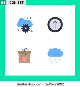 4 Universal Flat Icons Set for Web and Mobile Applications cloud; spring; upload; gift; cloud Editable Vector Design Elements