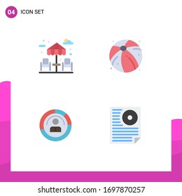 4 Iconos planos universales para la cena de aplicaciones web y móviles; personas; bola; diagrama; elementos de diseño de vectores editables de perfil