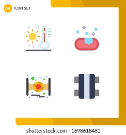 4 Universal Flat Icons Set for Web and Mobile Applications celsius; spaceship; thermometer; clean; fun Editable Vector Design Elements