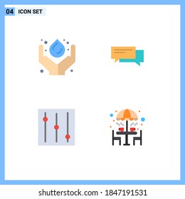 4 Universal Flat Icons Set for Web and Mobile Applications care; conversation; power; bubble; speech Editable Vector Design Elements