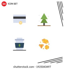 4 Universal Flat Icons Set for Web and Mobile Applications finance; cup; minus; spruce; fast Editable Vector Design Elements