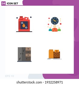 4 Iconos planos universales ajustados para botellas de aplicaciones web y móviles; vivir; líquido; oficina; elementos de diseño de vectores editables de hospital