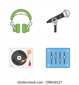 4 universal flat music icons