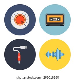 4 universal flat music icons